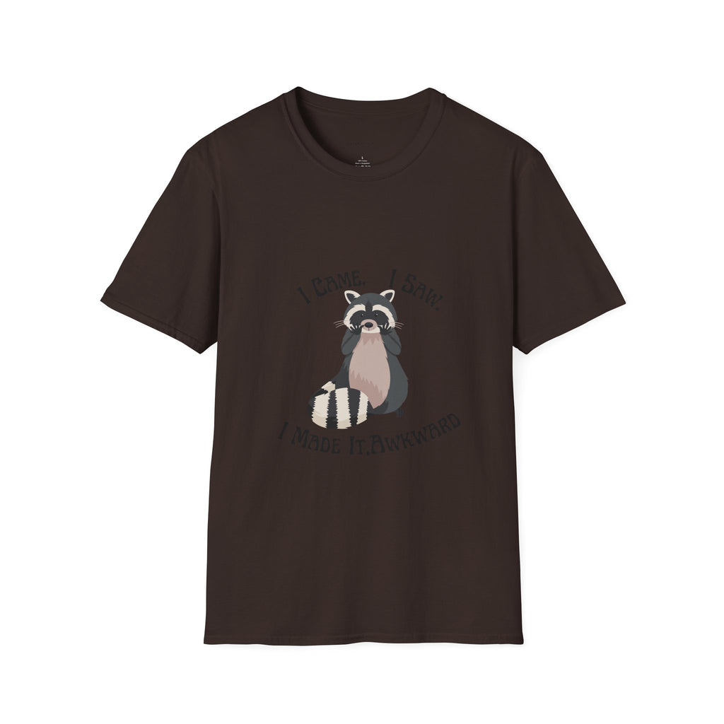 Funny Raccoon T-Shirt, Unisex Softstyle Tee, Perfect for Birthdays, Gifts for Friends, Casual Wear, Animal Lover Shirt