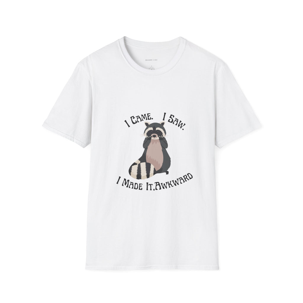 Funny Raccoon T-Shirt, Unisex Softstyle Tee, Perfect for Birthdays, Gifts for Friends, Casual Wear, Animal Lover Shirt
