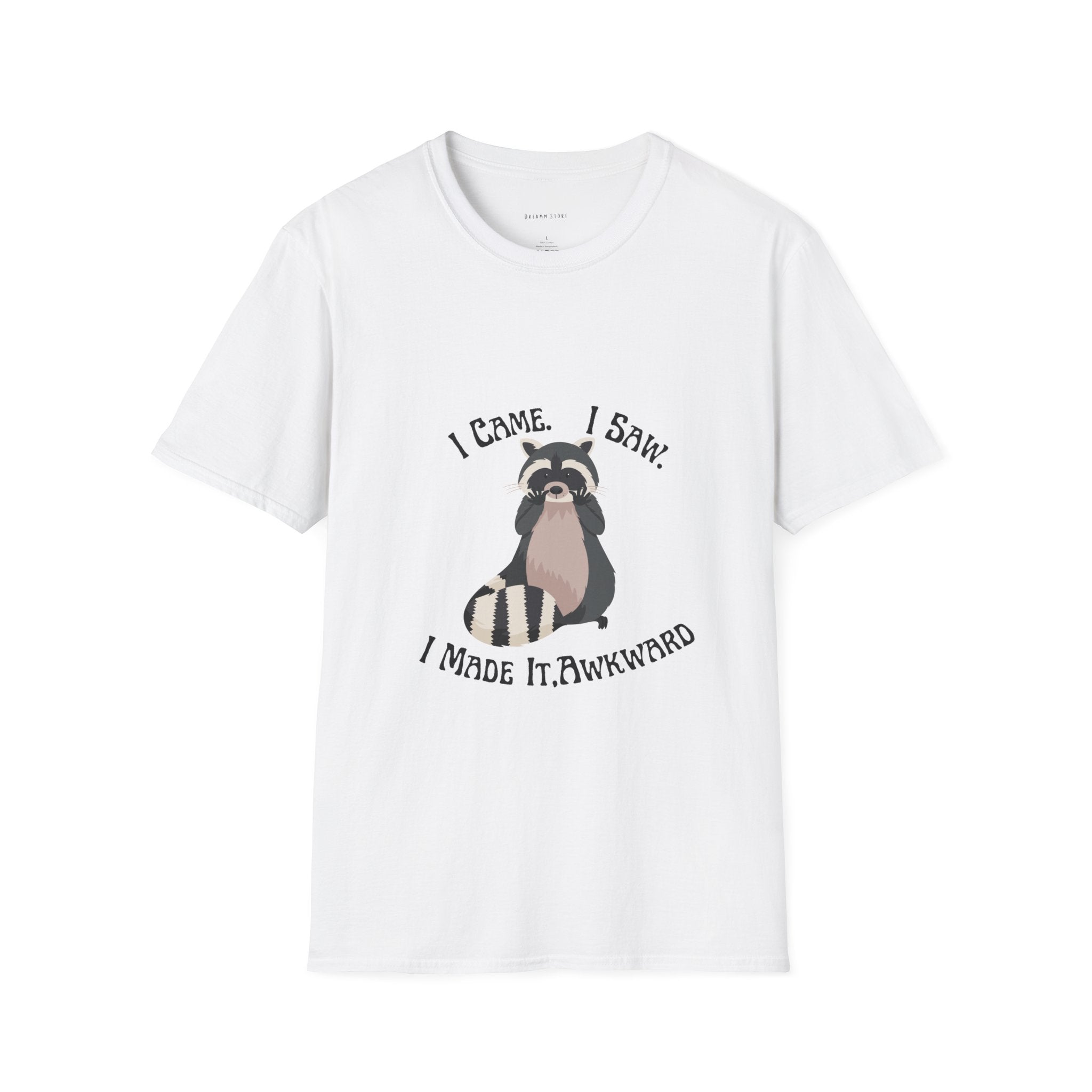 Funny Raccoon T-Shirt, Unisex Softstyle Tee, Perfect for Birthdays, Gifts for Friends, Casual Wear, Animal Lover Shirt