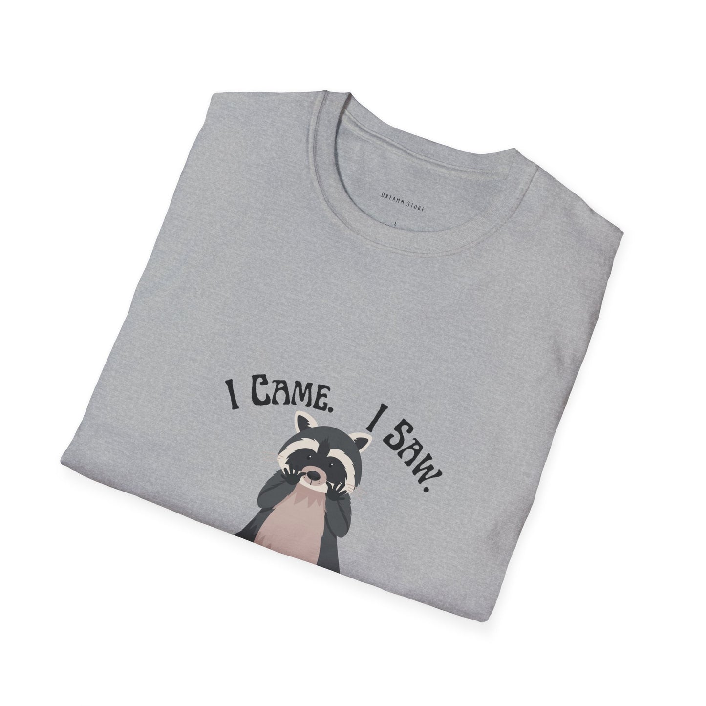 Funny Raccoon T-Shirt, Unisex Softstyle Tee, Perfect for Birthdays, Gifts for Friends, Casual Wear, Animal Lover Shirt