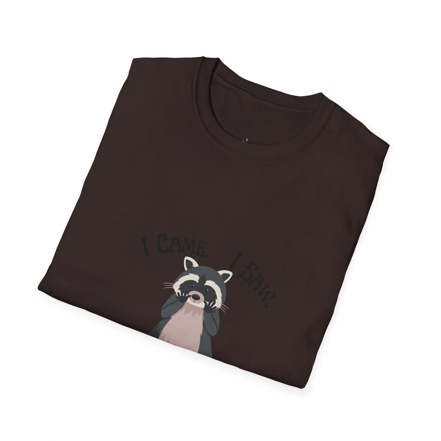 Funny Raccoon T-Shirt, Unisex Softstyle Tee, Perfect for Birthdays, Gifts for Friends, Casual Wear, Animal Lover Shirt