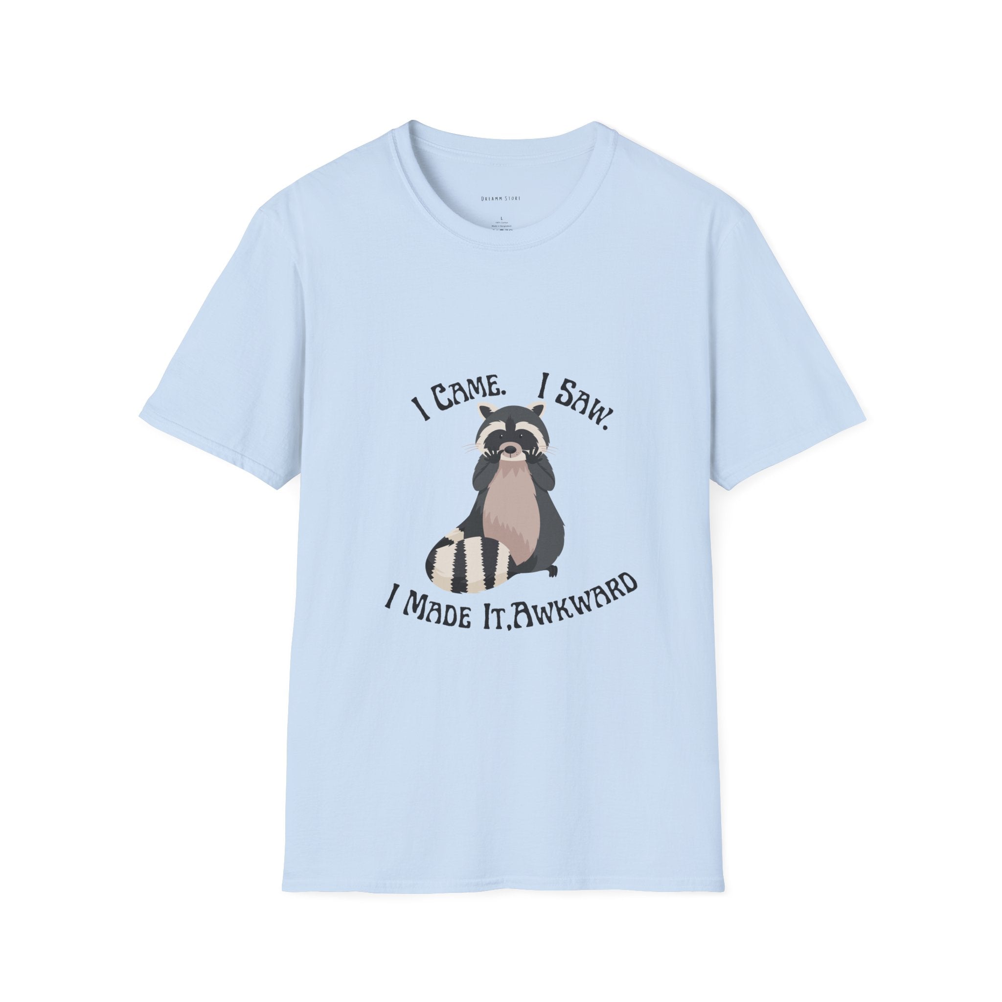 Funny Raccoon T-Shirt, Unisex Softstyle Tee, Perfect for Birthdays, Gifts for Friends, Casual Wear, Animal Lover Shirt