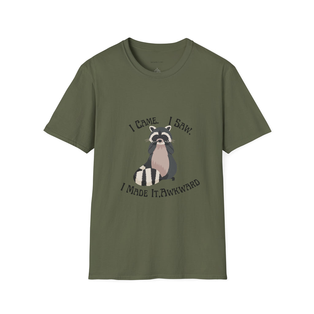 Funny Raccoon T-Shirt, Unisex Softstyle Tee, Perfect for Birthdays, Gifts for Friends, Casual Wear, Animal Lover Shirt