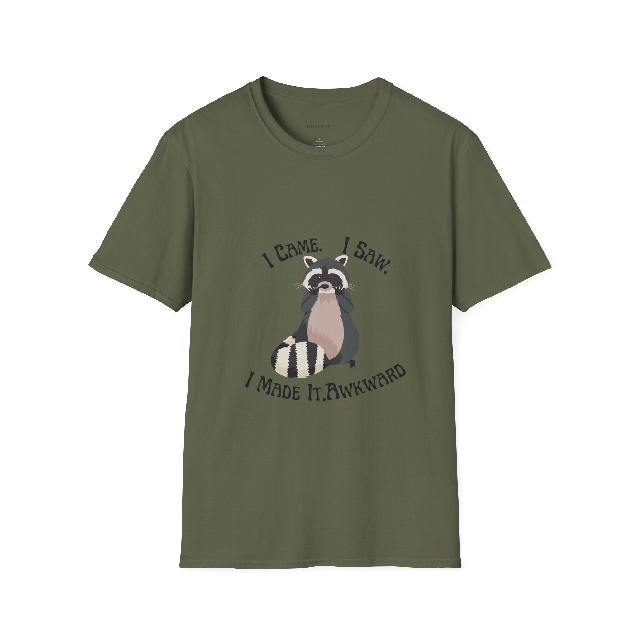 Funny Raccoon T-Shirt, Unisex Softstyle Tee, Perfect for Birthdays, Gifts for Friends, Casual Wear, Animal Lover Shirt