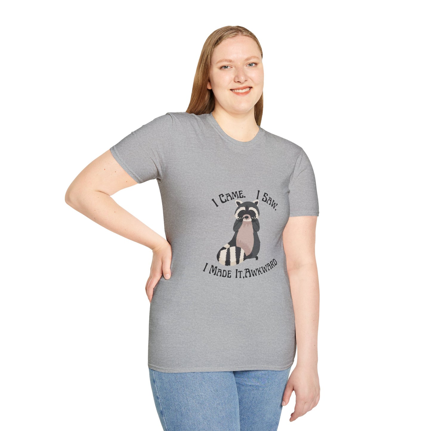 Funny Raccoon T-Shirt, Unisex Softstyle Tee, Perfect for Birthdays, Gifts for Friends, Casual Wear, Animal Lover Shirt