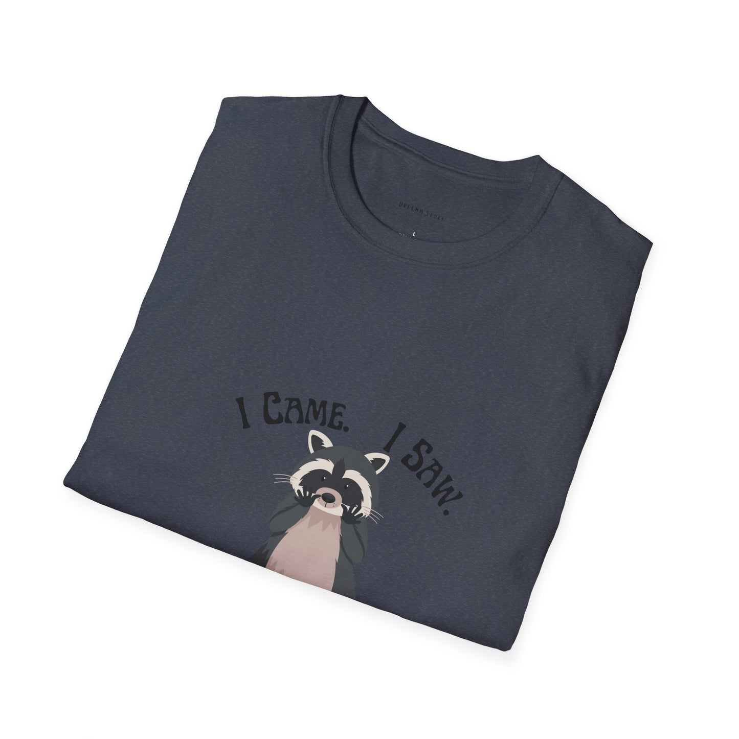 Funny Raccoon T-Shirt, Unisex Softstyle Tee, Perfect for Birthdays, Gifts for Friends, Casual Wear, Animal Lover Shirt