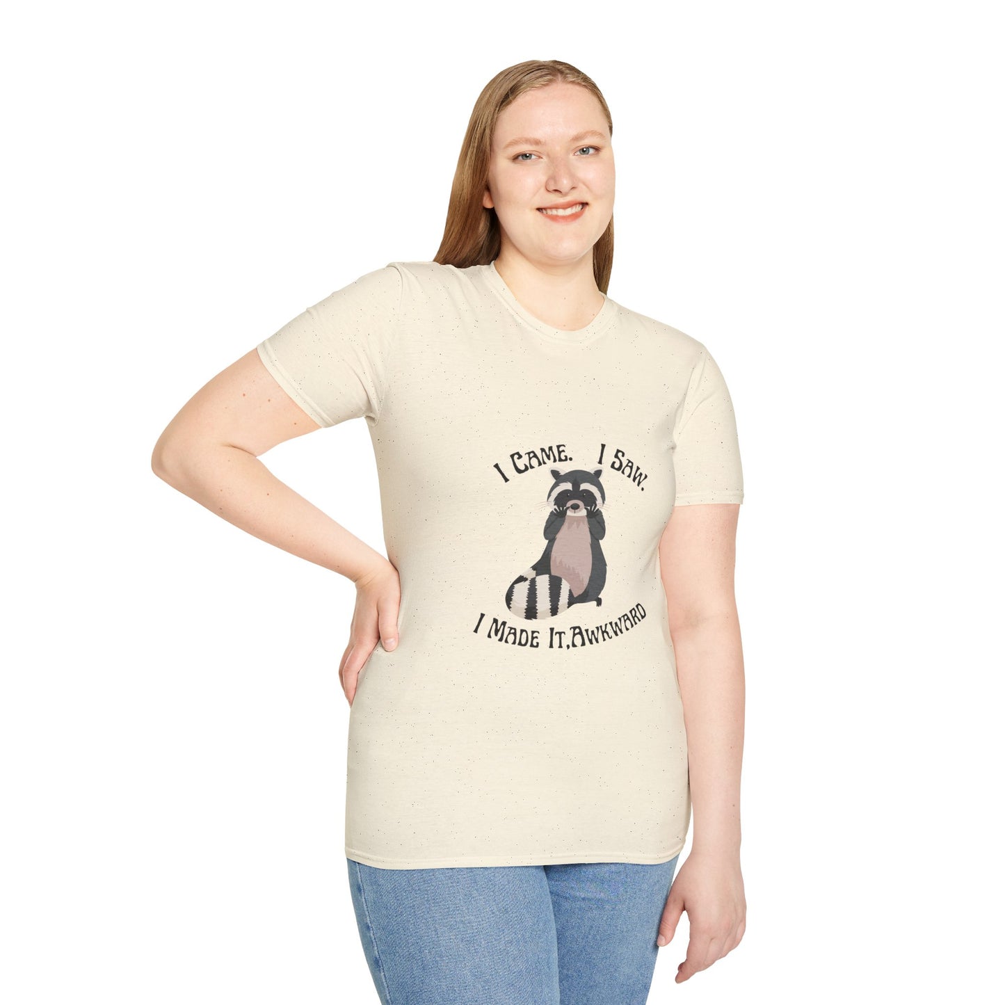 Funny Raccoon T-Shirt, Unisex Softstyle Tee, Perfect for Birthdays, Gifts for Friends, Casual Wear, Animal Lover Shirt