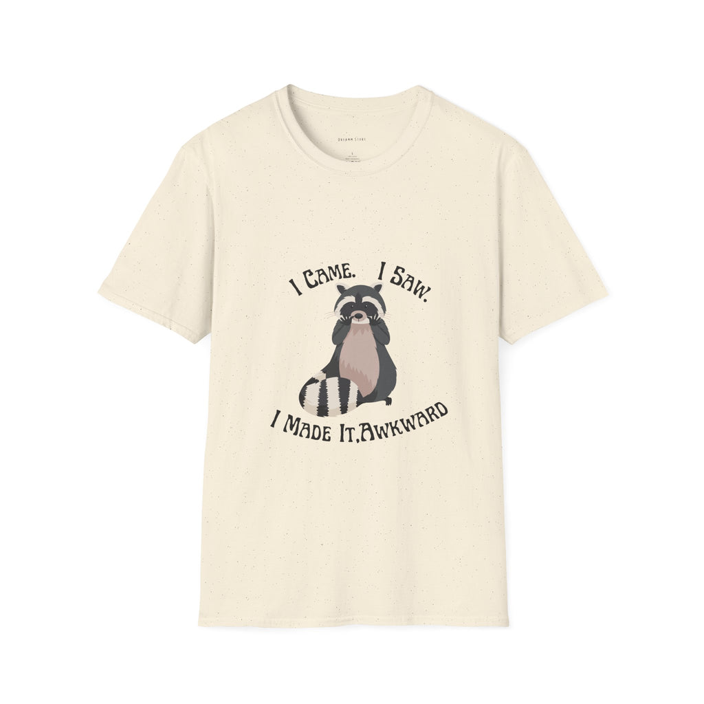 Funny Raccoon T-Shirt, Unisex Softstyle Tee, Perfect for Birthdays, Gifts for Friends, Casual Wear, Animal Lover Shirt