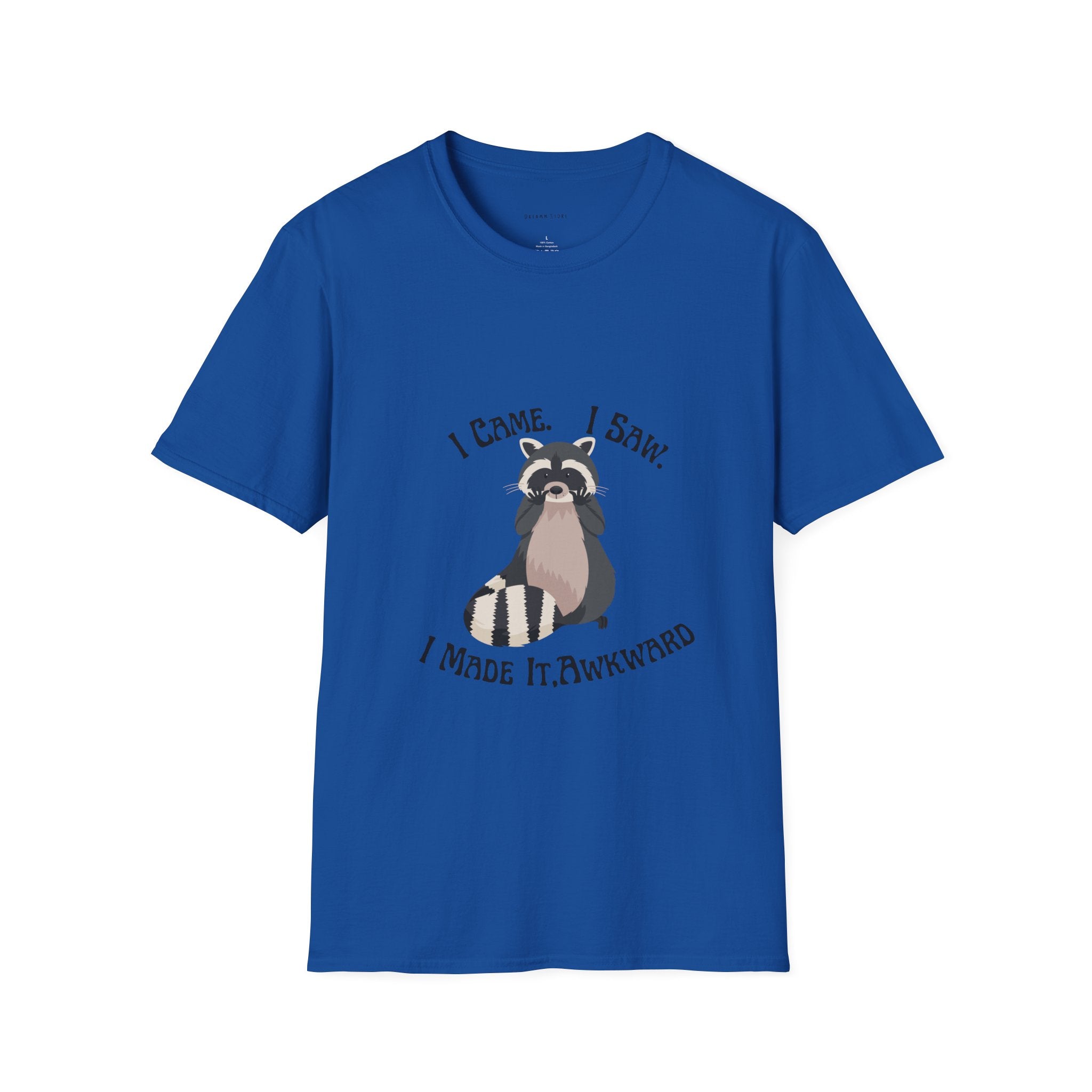 Funny Raccoon T-Shirt, Unisex Softstyle Tee, Perfect for Birthdays, Gifts for Friends, Casual Wear, Animal Lover Shirt