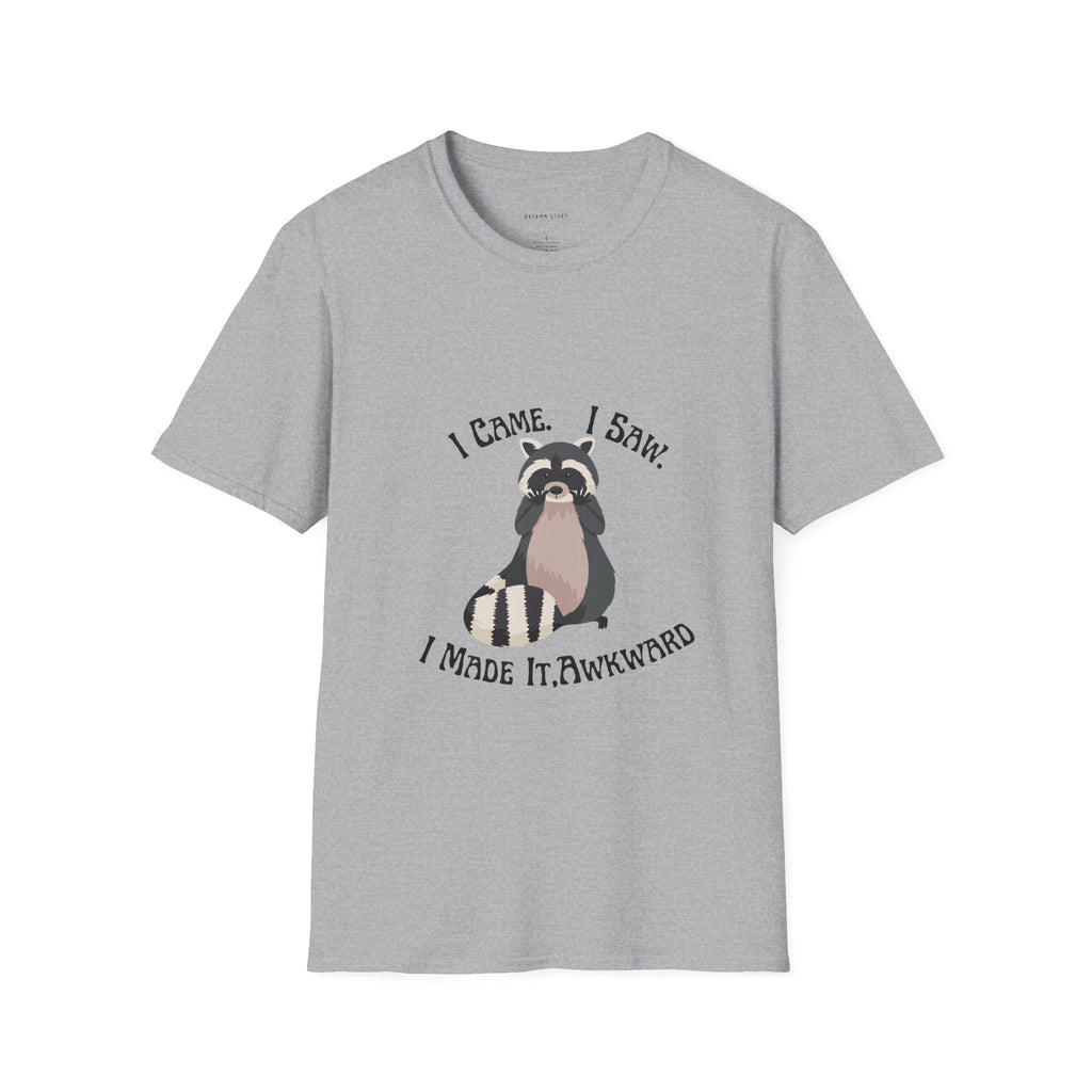 Funny Raccoon T-Shirt, Unisex Softstyle Tee, Perfect for Birthdays, Gifts for Friends, Casual Wear, Animal Lover Shirt