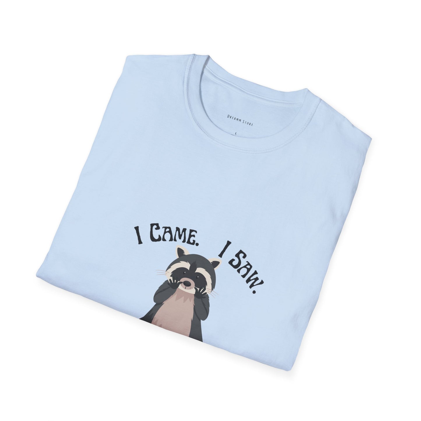 Funny Raccoon T-Shirt, Unisex Softstyle Tee, Perfect for Birthdays, Gifts for Friends, Casual Wear, Animal Lover Shirt