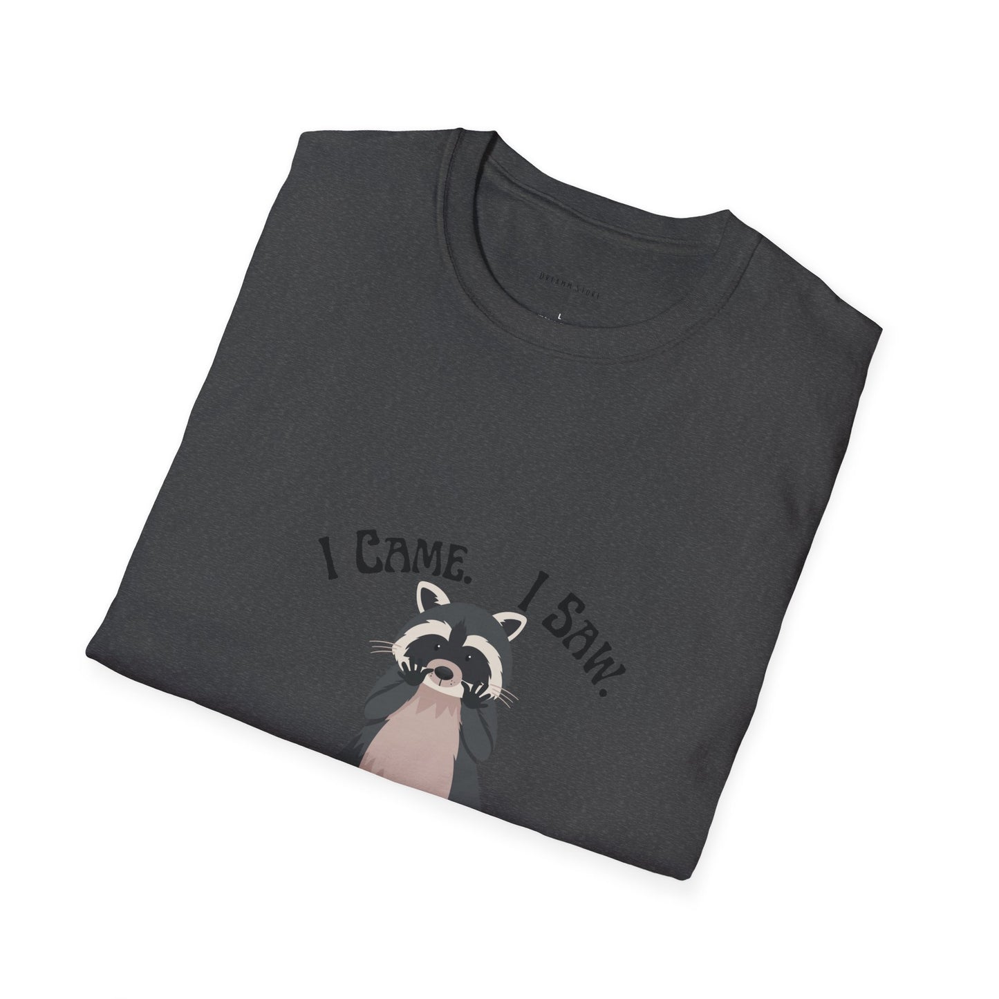 Funny Raccoon T-Shirt, Unisex Softstyle Tee, Perfect for Birthdays, Gifts for Friends, Casual Wear, Animal Lover Shirt