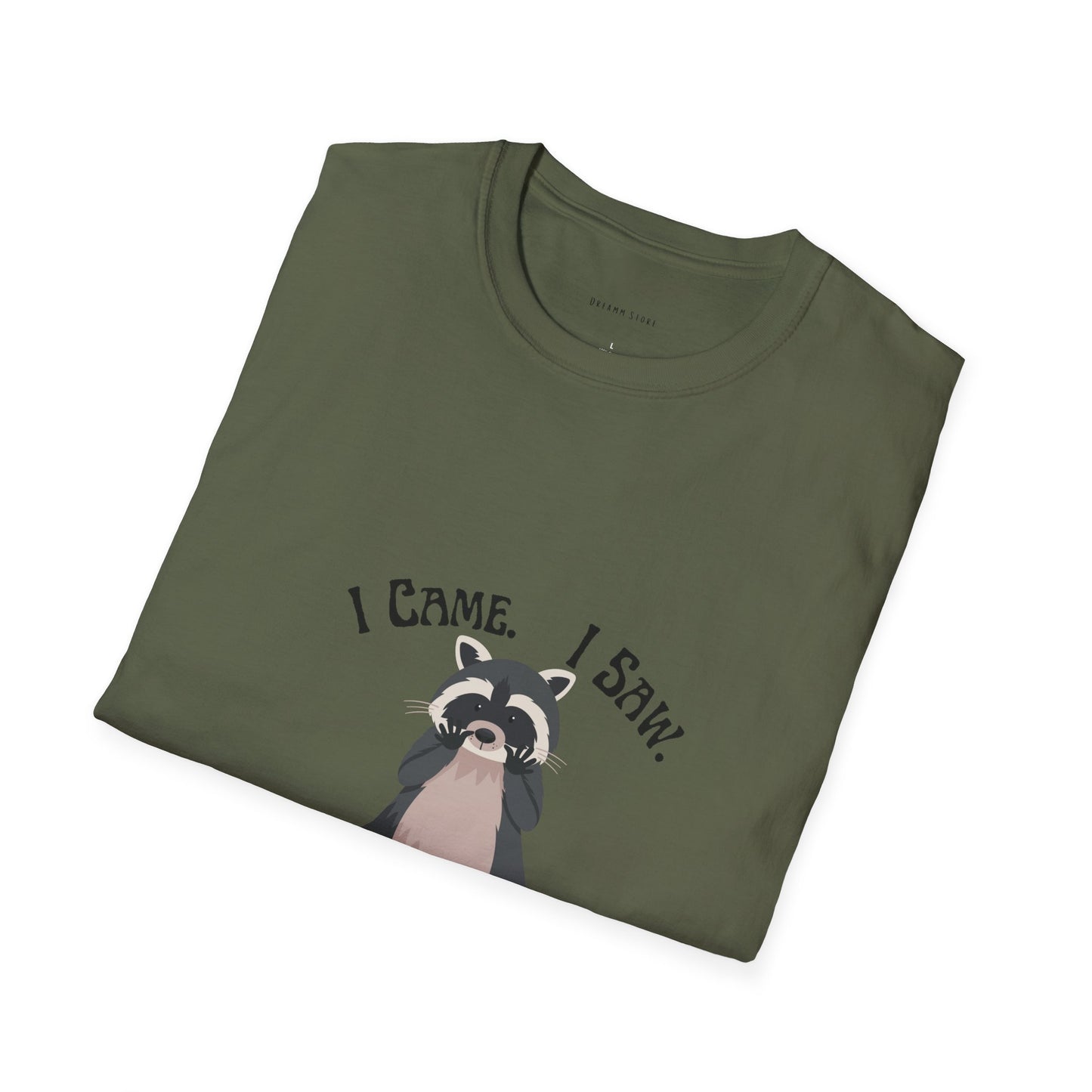 Funny Raccoon T-Shirt, Unisex Softstyle Tee, Perfect for Birthdays, Gifts for Friends, Casual Wear, Animal Lover Shirt