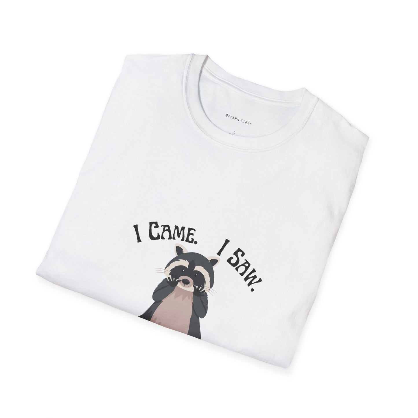 Funny Raccoon T-Shirt, Unisex Softstyle Tee, Perfect for Birthdays, Gifts for Friends, Casual Wear, Animal Lover Shirt