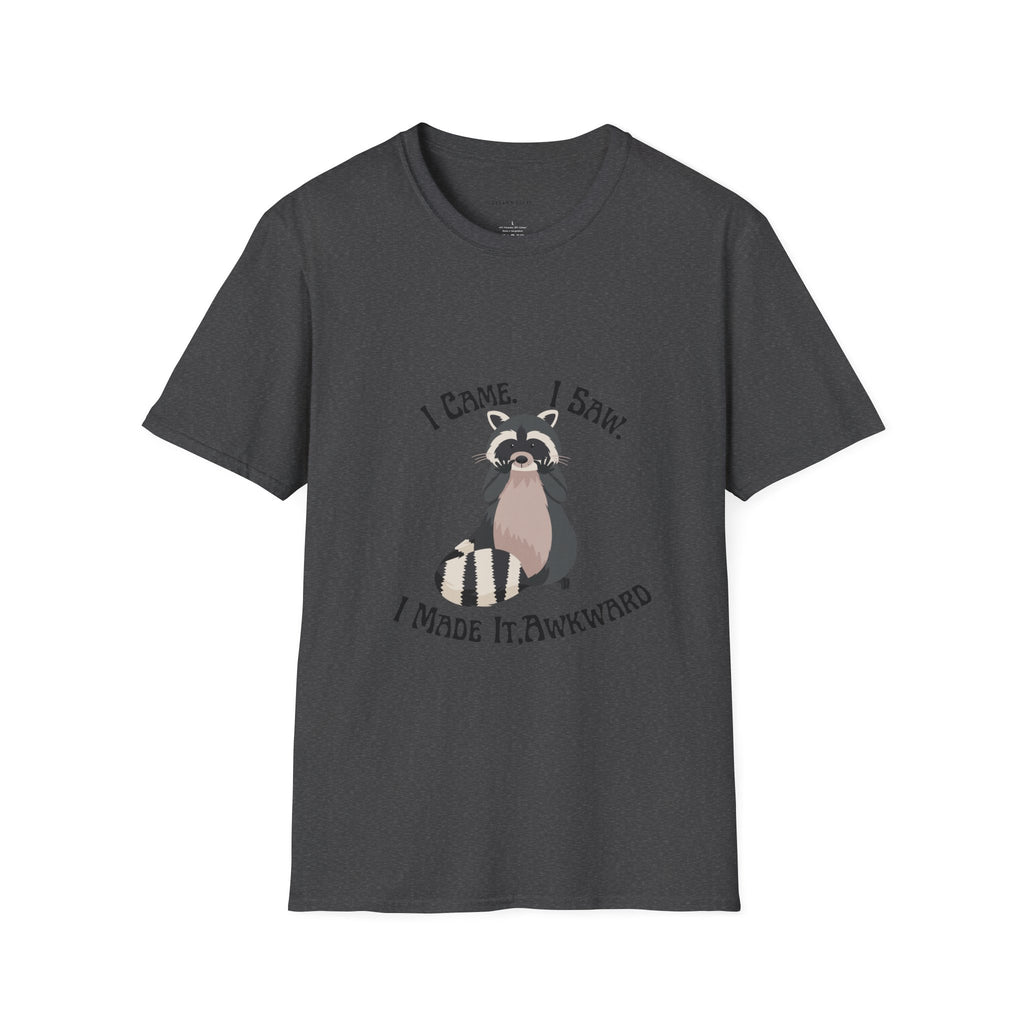 Funny Raccoon T-Shirt, Unisex Softstyle Tee, Perfect for Birthdays, Gifts for Friends, Casual Wear, Animal Lover Shirt