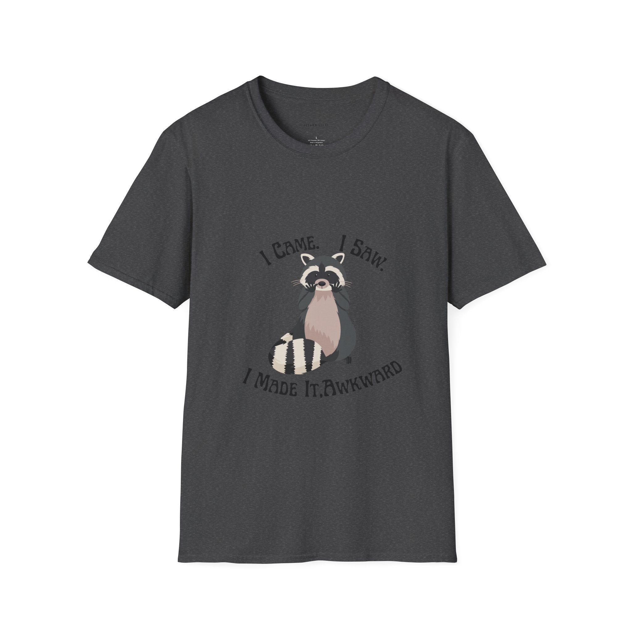 Funny Raccoon T-Shirt, Unisex Softstyle Tee, Perfect for Birthdays, Gifts for Friends, Casual Wear, Animal Lover Shirt
